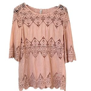 Pink cutwork tunic w/camisole